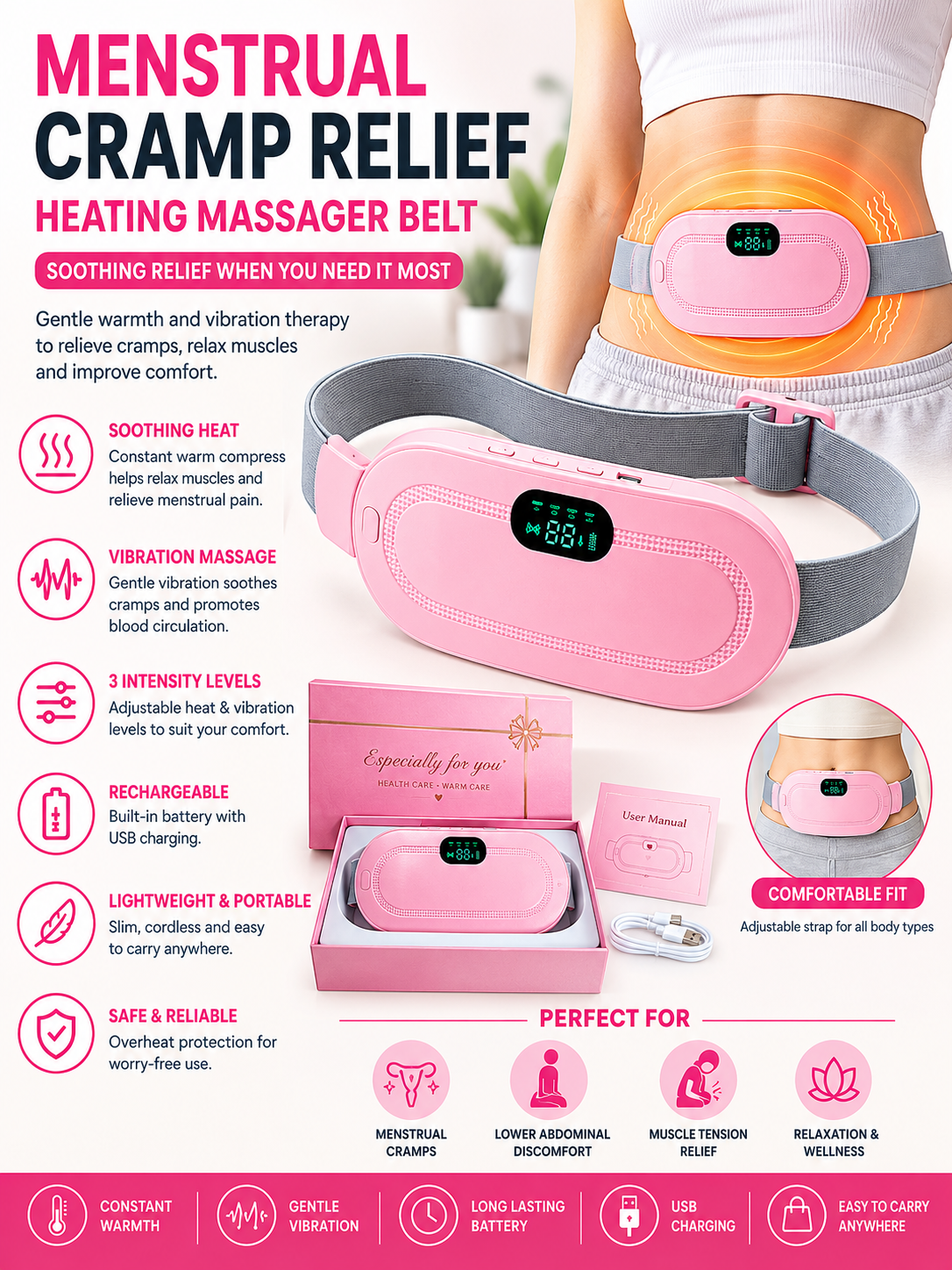 Smart Heating & Vibration Waist Belt