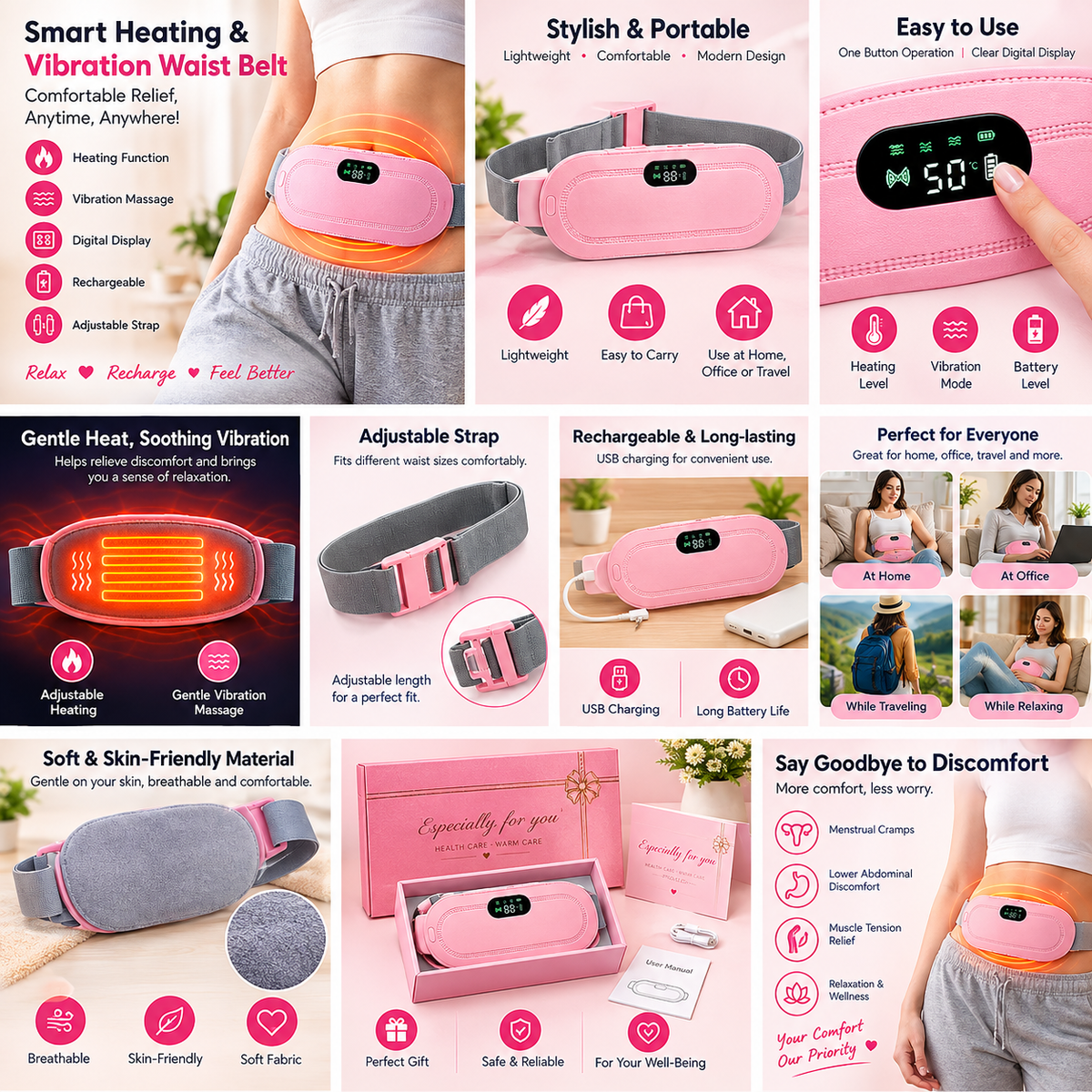 Smart Heating & Vibration Waist Belt